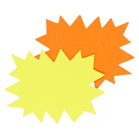 Etiqueta de cartón con forma de explosión amarilla/naranja 160 x 120 mm Apli - Caja de 50