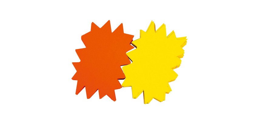 Etiquettes carton forme éclatée jaune/orange 120 x 80 mm Apli - Boîte de 50