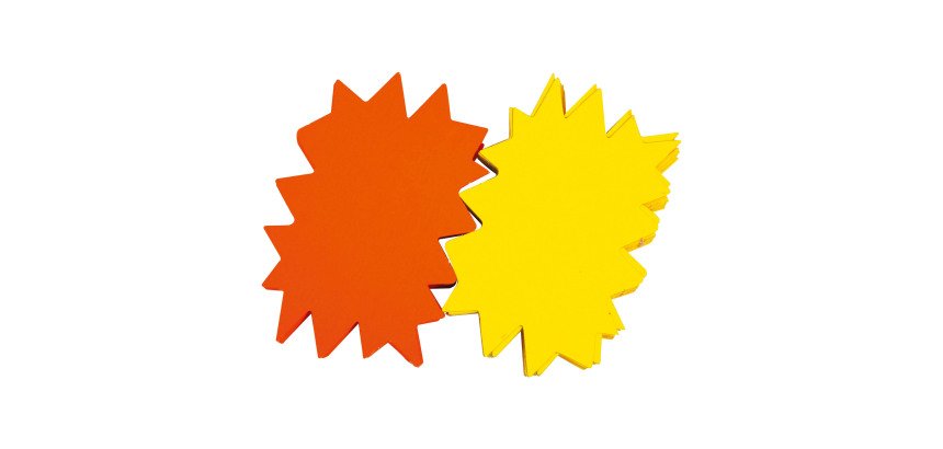 Etiquettes carton forme éclatée jaune/orange 120 x 80 mm Apli - Boîte de 50