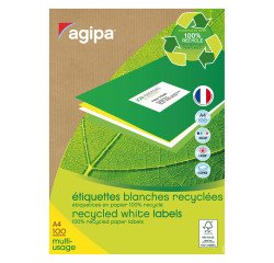 Adresetiketten inkjet en laser gerecycleerd 38 x 21,2 mm Agipa 101185 wit - doos van 6500