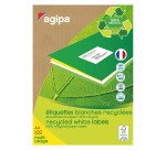 Etiquette adresse jet d'encre et laser recyclée 38 x 21,2 mm Agipa 101185 blanche - Boîte de 6500