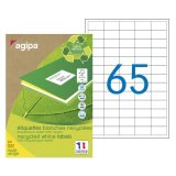 Etiquette adresse jet d'encre et laser recyclée 38 x 21,2 mm Agipa 101185 blanche - Boîte de 6500