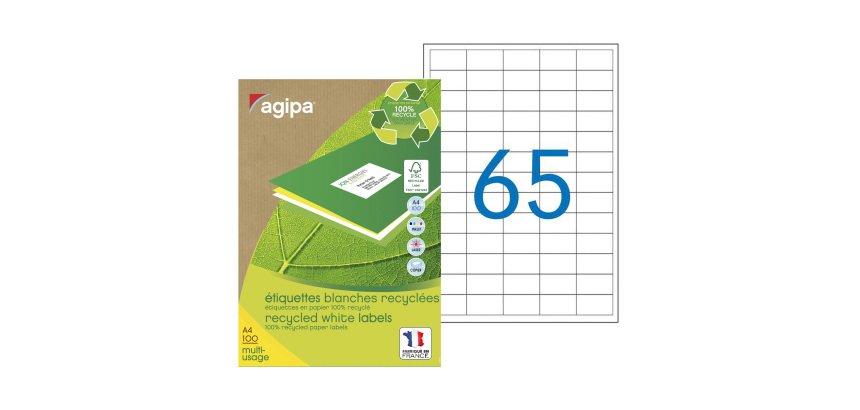 Adressaufkleber Tintenstrahl- und Laserdrucker 38 x 21,2 mm Agipa 101185 weiß - Box von 6500