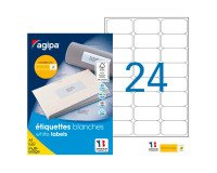 Etiquette adresse jet d'encre et laser 63,5 x 33,9 mm Agipa 101309 blanche - Boîte de 2400