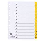 Intercalaire A4+ carte bristol blanche Bruneau 12 onglets numériques jaune - 1 jeu