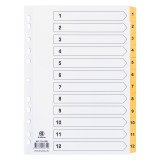 Dividers A4+ white bristol cardboard Bruneau 12 numerical tabs in yellow - 1 set 