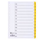 Intercalaire A4 carte bristol blanche Bruneau 12 onglets mensuels jaune - 1 jeu