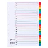 Dividers A4 white bristol cardboard Bruneau 20 alphabetical and colored tabs - 1 set 