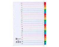 Separadores alfabéticos cartulina Bristol Blanca A4 Bruneau 20 pestañas multicolor