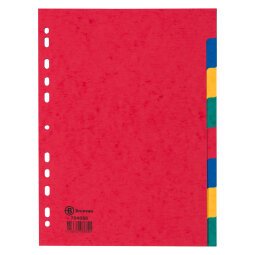 Intercalaires A4 carte lustrée colorée Bruneau 8 onglets neutres multicolores - 1 jeu