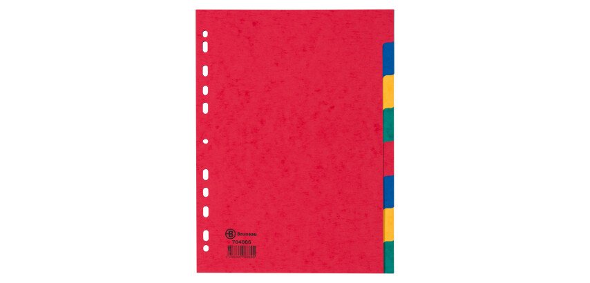 Bruneau A4 Glossy Colored Card Dividers 8 Neutral Multi-colored Tabs - 1 Set