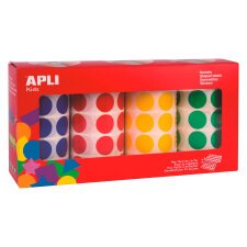 Pastille adhésive Ø 20mm Apli 13793 en rouleau couleurs assorties - Boîte de 7080