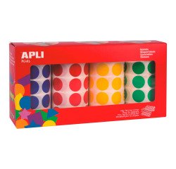 Pastille adhésive Ø 20mm Apli 13793 en rouleau couleurs assorties - Boîte de 7080