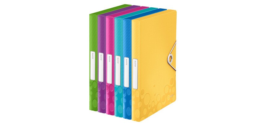 Chemises box à élastique polypropylène Leitz Wow - Dos de 3 cm assorties