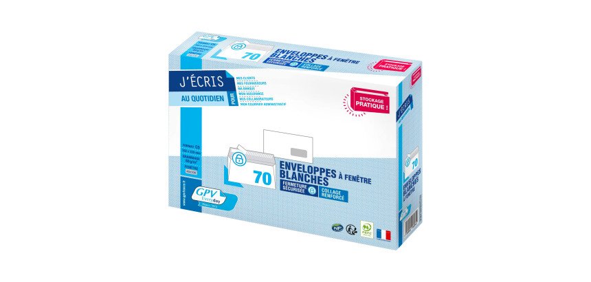 Enveloppe 162 x 229 mm 80 g fenêtre 45 x 100 mm blanche - Boîte de 70