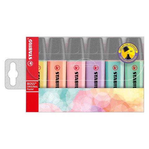 Subrayador STABILO Boss colores pastel - Estuche de 6