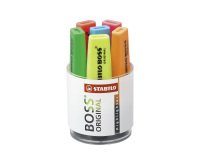 Cubilete con Subrayadores fluorescentes STABILO Boss surtido de 6 colores