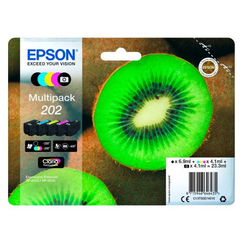 Epson 202 Pack 5 cartuchos originales (2 negros + 3 colores)