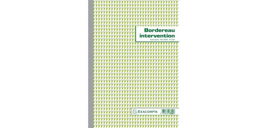 Manifold Bordereau d'intervention Exacompta autocopiant 3302E A4 50 pages double exemplaires