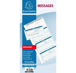 Carnet broché autocopiant Messages téléphones Exacompta 29,7 x 14, 8 cm - 50 feuilles