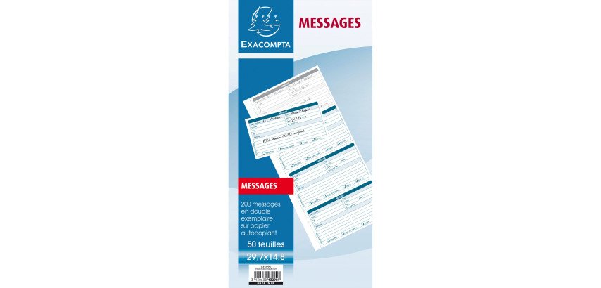 Carnet broché autocopiant Messages téléphones Exacompta 29,7 x 14, 8 cm - 50 feuilles