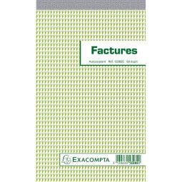 Cahier de facture Manifold Exacompta autocopiant 22 x 13,5cm 50 pages double exemplaires 13282E