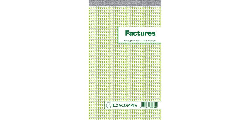 Cahier de facture Manifold Exacompta autocopiant 22 x 13,5cm 50 pages double exemplaires 13282E