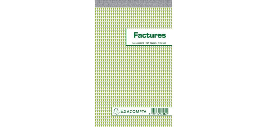 Cahier de facture Manifold Exacompta autocopiant 22 x 13,5cm 50 pages double exemplaires 13282E