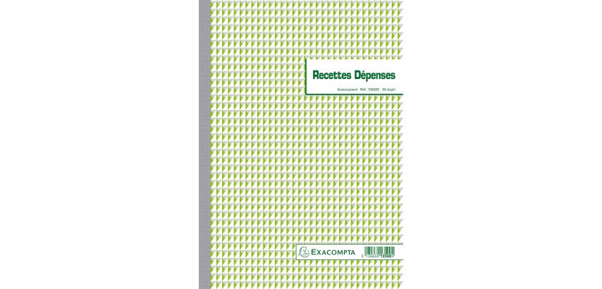 Cahier Recettes/Dépenses Manifold Exacompta autocopiant A4 50 pages double exemplaires
