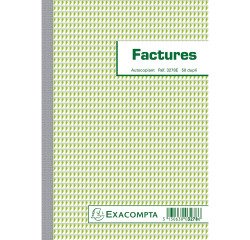 Cahier de facture avec tva Manifold Exacompta autocopiant 21 x 14,8 cm 50 pages double exemplaires 3278E