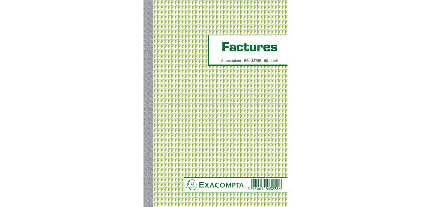 Cahier de facture avec tva Manifold Exacompta autocopiant 21 x 14,8 cm 50 pages double exemplaires 3278E