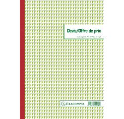 Cahier de devis / offre de prix Manifold Exacompta autocopiant 29,7 x 21 cm 50 pages triple exemplaires 13146E