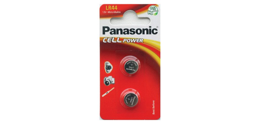 Pilas de botón micro alcalinas LR44 Panasonic - Blíster de 2 pilas
