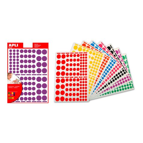 Zelfklevende etiketten Agipa 119270 rond geassorteerde kleuren - doos met 1872 stuks 