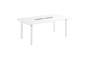 Table tonneau stratifié antibactérien Belem - L 200 cm Blanc