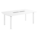 Table tonneau stratifié antibactérien Belem - L 200 cm Blanc