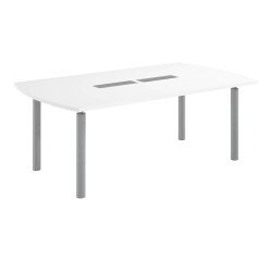 Mesa ovalada Belem antibacteriana An 200 cm blanca patas aluminio