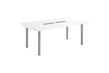 Table tonneau stratifié antibactérien Belem - L 200 cm Blanc