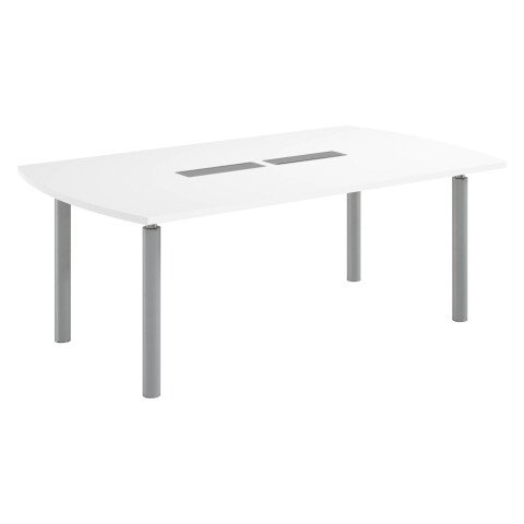 Mesa ovalada Belem antibacteriana An 200 cm blanca patas aluminio