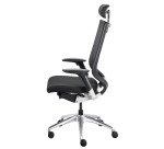 Fauteuil de bureau Fortis tissu et maille - avec accoudoirs, appui-tête, réglage profondeur d’assise et soutien lombaire - Mécanisme Synchrone + réglage profondeur d’assise