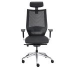 Fauteuil de bureau Fortis tissu et maille - avec accoudoirs, appui-tête, réglage profondeur d’assise et soutien lombaire - Mécanisme Synchrone + réglage profondeur d’assise