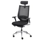 Fauteuil de bureau Fortis tissu et maille - avec accoudoirs, appui-tête, réglage profondeur d’assise et soutien lombaire - Mécanisme Synchrone + réglage profondeur d’assise