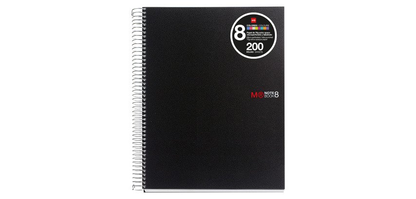 Cuaderno tapa de polipropileno A4 8 bandas color Miquelrius