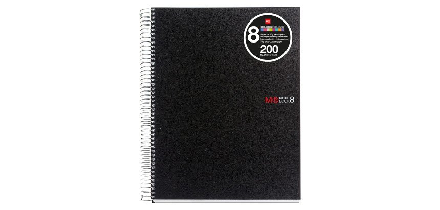 Cuaderno tapa de polipropileno A4 8 bandas color Miquelrius