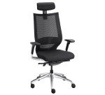 Fauteuil de bureau Fortis tissu et maille - avec accoudoirs, appui-tête, réglage profondeur d’assise et soutien lombaire - Mécanisme Synchrone + réglage profondeur d’assise