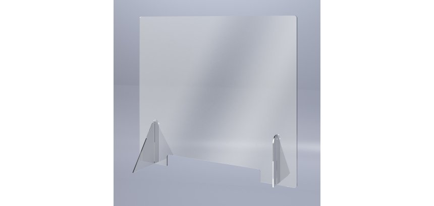 Ecran de protection hygiaphone plexiglass L 74 x H 66 cm à poser avec encoche passe document L 40 x H 5 cm