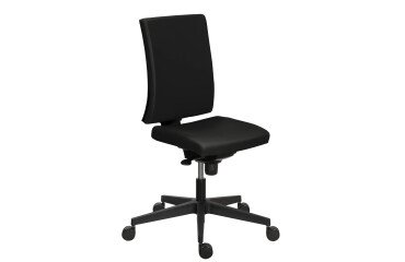 Office chair Difesa in black faux leather - high backrest Without armrests - Synchronous mechanism - black base