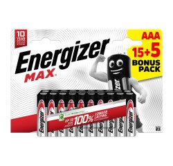 Pilas alcalinas AAA Energizer Max - Pack  15+5 GRATIS