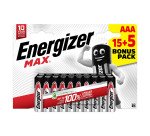 Blister de 15 piles + 5 piles offertes LR03 Energizer Max