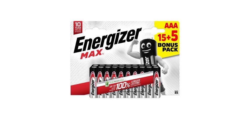 Blister de 15 piles + 5 piles offertes LR03 Energizer Max